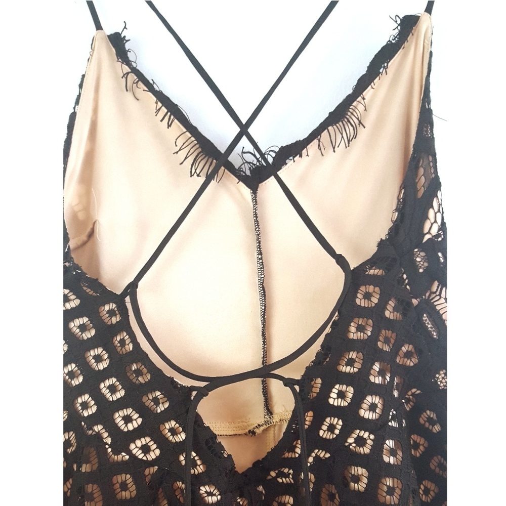 Express • Black Open-Back Strappy Lace Romper - Picture 3 of 7